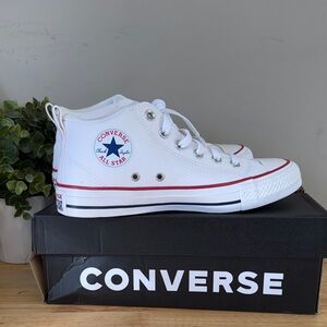Converse All Star White and Red Mid Malden Street Size 6 Kid
